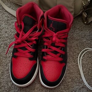 Nike Red and Black High-Top Sneakers